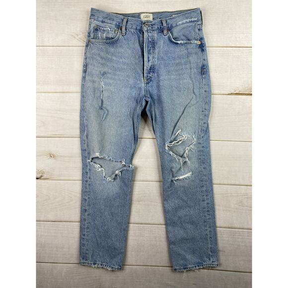 Citizens of Humanity Jeans Charlotte Womens Sz 29 Button Fly Distressed Denim - Picture 1 of 13
